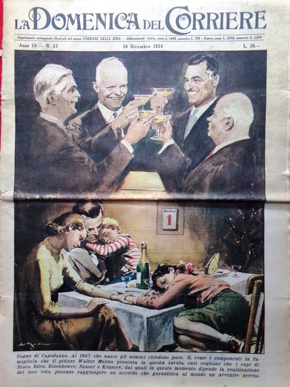 La Domenica del Corriere 30 Dicembre 1956 Telepatia Tibet Matthews … | Immagine Gallery 1