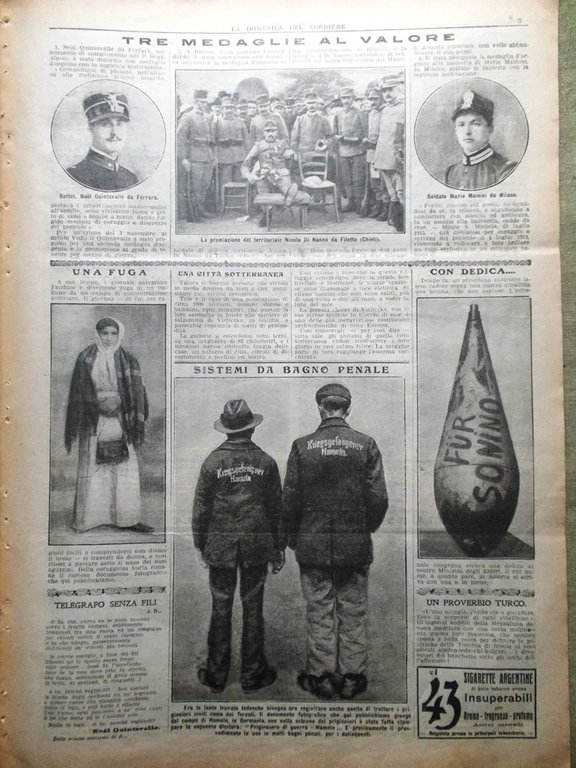 La Domenica del Corriere 30 Gennaio 1916 WW1 Pontida Loppio …
