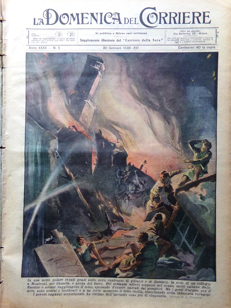 La Domenica del Corriere 30 Gennaio 1938 Ombre Cinesi Sport … | Immagine principale