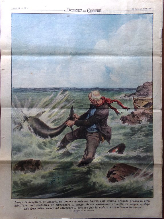 La Domenica del Corriere 30 Gennaio 1944 WW2 Cimitero Pisa …