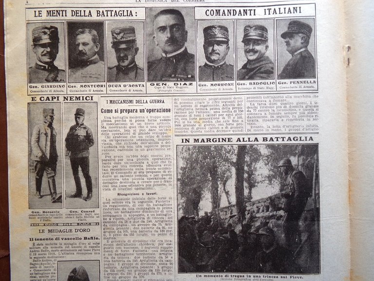 La Domenica del Corriere 30 Giugno 1918 WW1 Baracca Bafile …