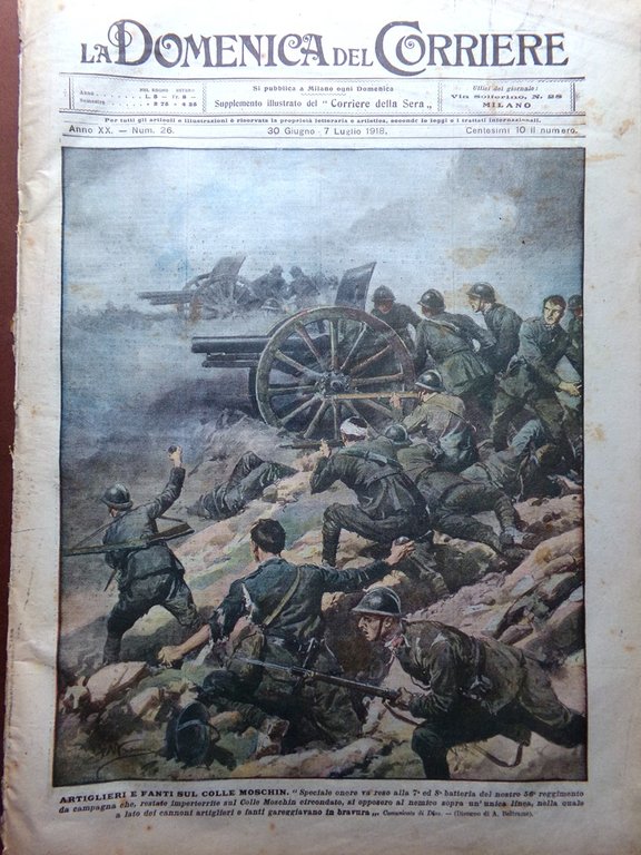 La Domenica del Corriere 30 Giugno 1918 WW1 Baracca Bafile …