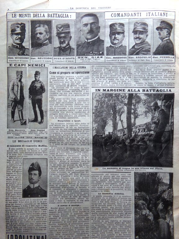 La Domenica del Corriere 30 Giugno 1918 WW1 Baracca Bafile …