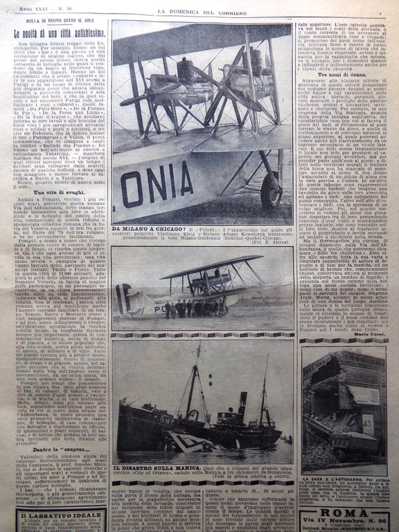 La Domenica del Corriere 30 Giugno 1929 Tragedia Aerea Manica …