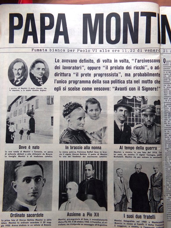 La Domenica del Corriere 30 Giugno 1963 Papa Montini Paolo …