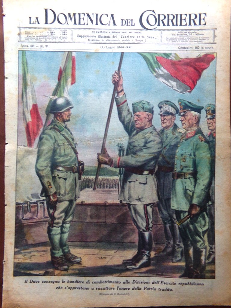 La Domenica del Corriere 30 Luglio 1944 WW2 Normandia Brescia …