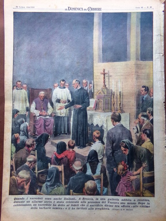 La Domenica del Corriere 30 Luglio 1944 WW2 Normandia Brescia …