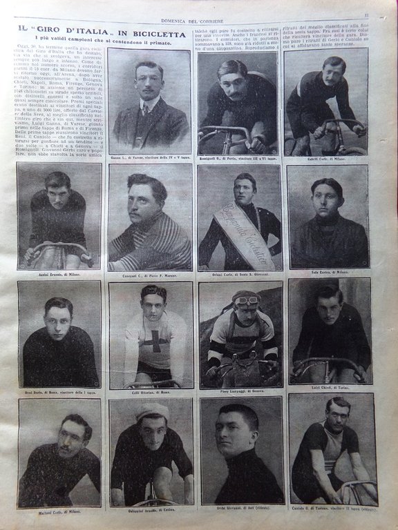 La Domenica del Corriere 30 Maggio 1909 Giro d'Italia Corte …