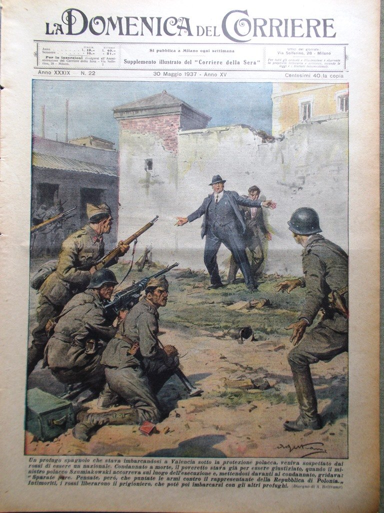 La Domenica del Corriere 30 Maggio 1937 Rossi Spagna Giovani … | Immagine principale