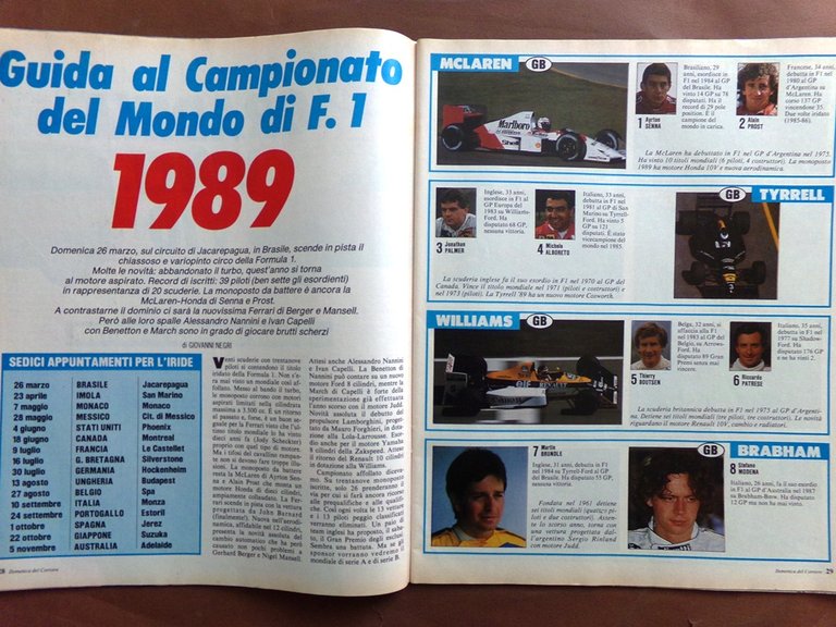 La Domenica del Corriere 30 Marzo 1989 Formula Uno Clelia …
