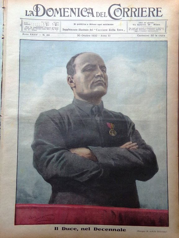 La Domenica del Corriere 30 Ottobre 1932 Duce Decennale Opere …
