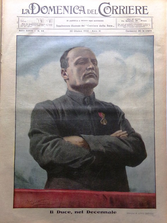 La Domenica del Corriere 30 Ottobre 1932 Duce Decennale Opere …
