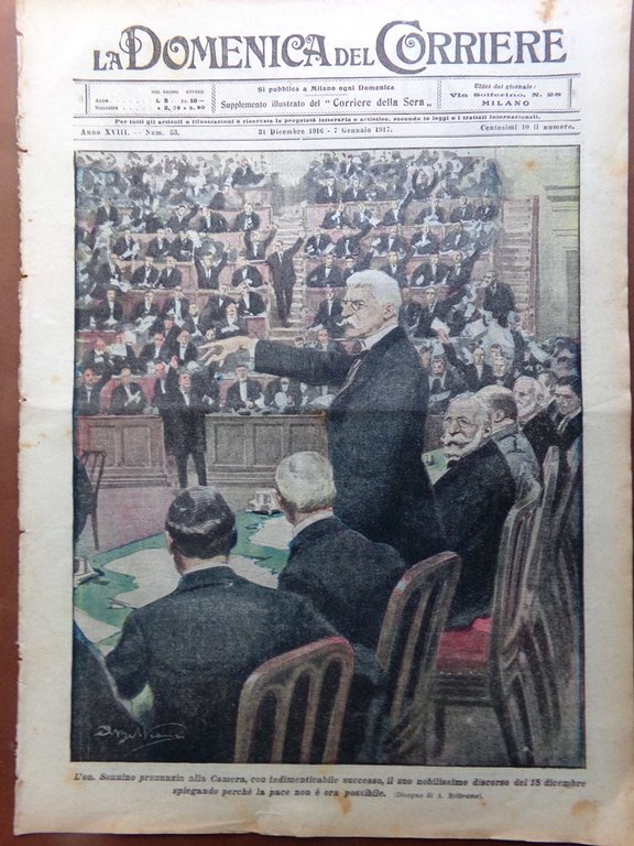 La Domenica del Corriere 31 Dicembre 1916 WW1 Sonnino Natale … | Immagine Gallery 1