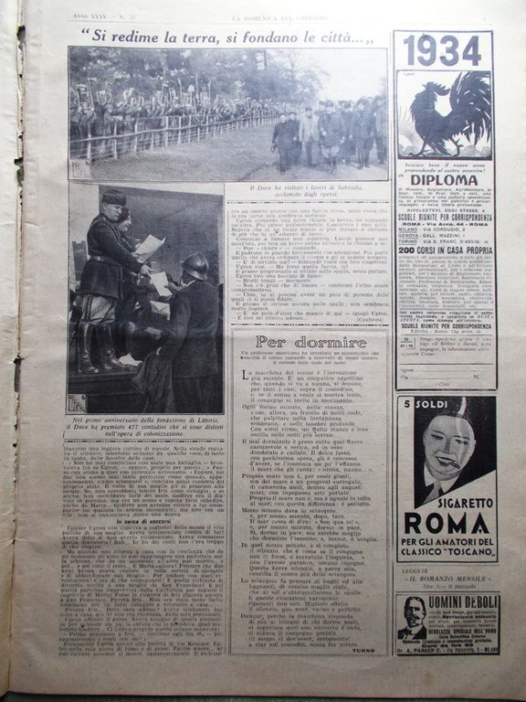 La Domenica del Corriere 31 Dicembre 1933 Televisione Padova Sabaudia … | Immagine Gallery 2