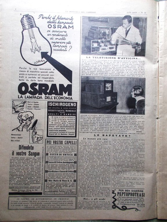 La Domenica del Corriere 31 Dicembre 1933 Televisione Padova Sabaudia … | Immagine Gallery 4