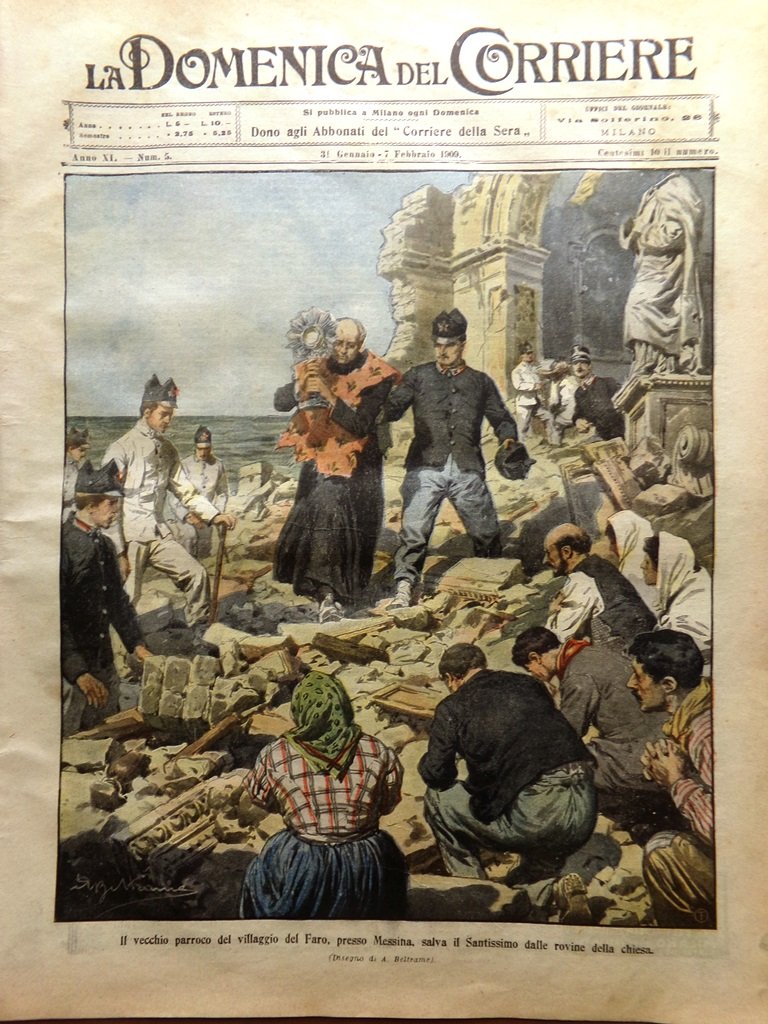 La Domenica del Corriere 31 Gennaio 1909 Messina Cannitello Ruffo …