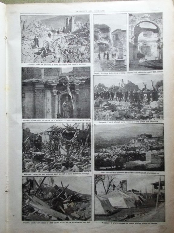 La Domenica del Corriere 31 Gennaio 1915 WW1 Terremoto Marsica …