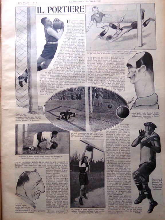 La Domenica del Corriere 31 Gennaio 1932 Portiere di Calcio …