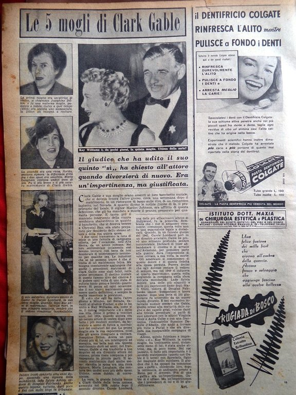 La Domenica del Corriere 31 Luglio 1955 Clark Gable Moretti …