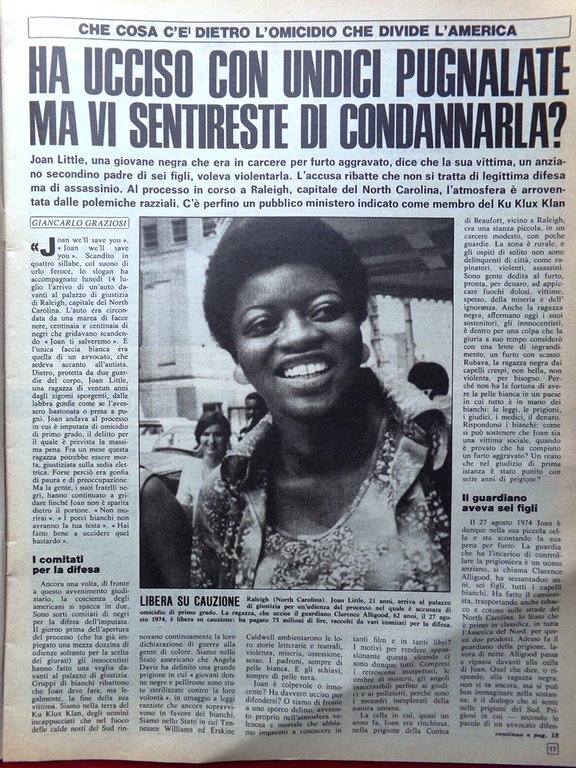 La Domenica del Corriere 31 Luglio 1975 Joan Little Pannella …