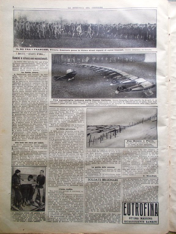 La Domenica del Corriere 31 Marzo 1918 WW1 Bombe Venezia …