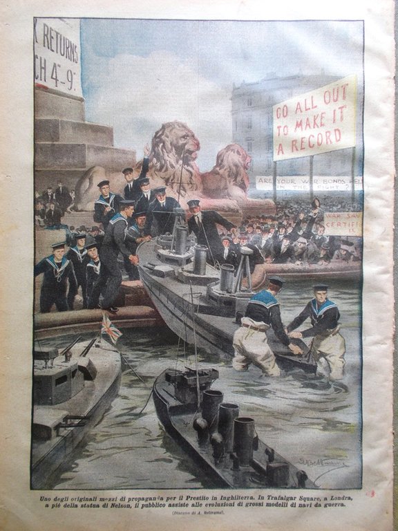 La Domenica del Corriere 31 Marzo 1918 WW1 Bombe Venezia …