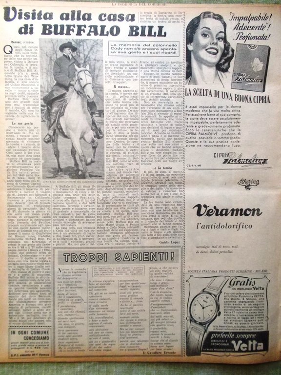 La Domenica del Corriere 31 Ottobre 1948 Buffalo Bill Totò …