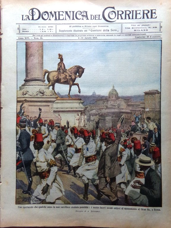 La Domenica del Corriere 4 Agosto 1912 Bussana Misrata Fontainemore …