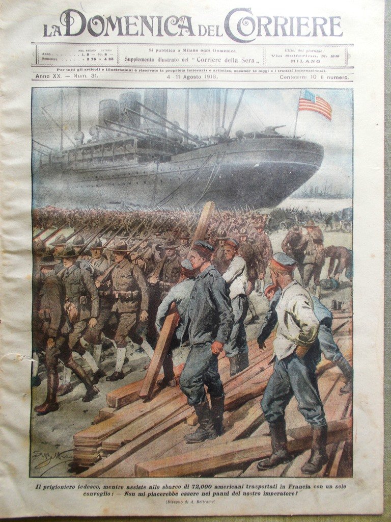 La Domenica del Corriere 4 Agosto 1918 WW1 Zar Nicola …