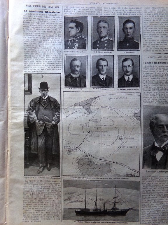 La Domenica del Corriere 4 Aprile 1909 Spedizione Shackleton Von …