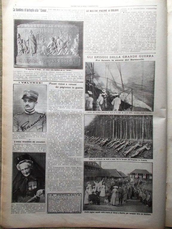 La Domenica del Corriere 4 Aprile 1915 WW1 Dardanelli Vosgi …