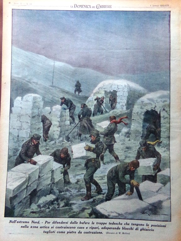 La Domenica del Corriere 4 Aprile 1943 WW2 Giachetti Valli …