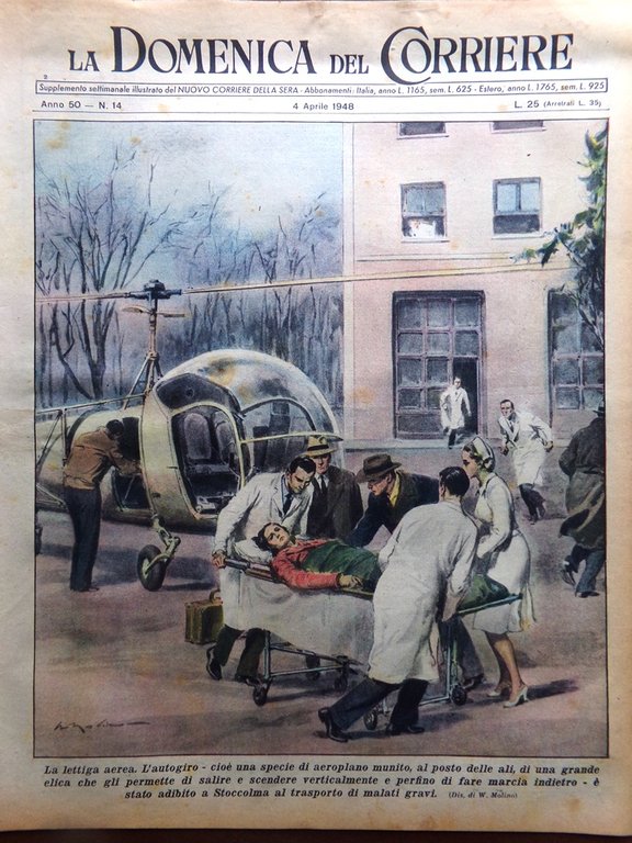 La Domenica del Corriere 4 Aprile 1948 Elicottero Apparizioni Toscanini … | Immagine Gallery 1