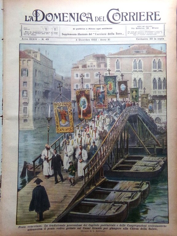La Domenica del Corriere 4 Dicembre 1932 Feste Veneziane Libia …