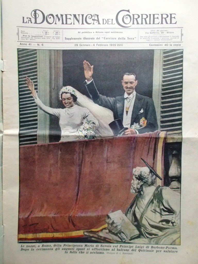 La Domenica del Corriere 4 Febbraio 1939 Catalogna Savoia Borbone …