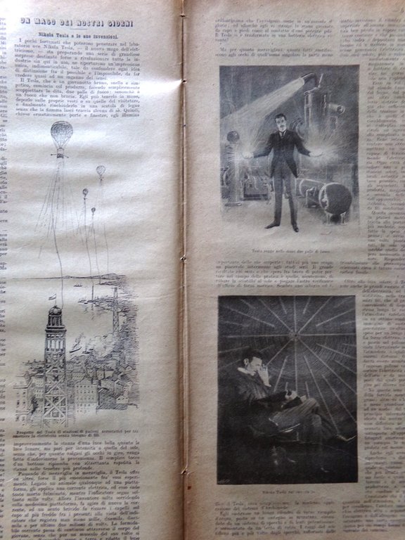 La Domenica del Corriere 4 Giugno 1899 Nikola Tesla Cordusio …