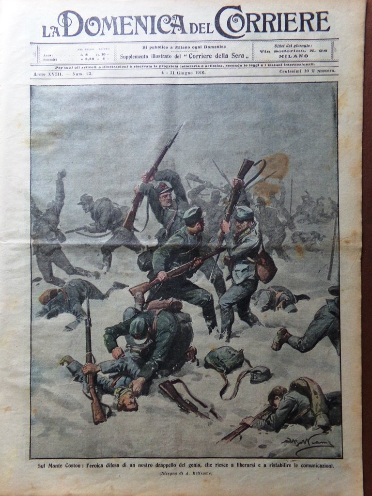 La Domenica del Corriere 4 Giugno 1916 WW1 Telegrafo Monfalcone …