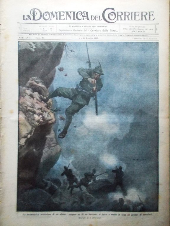 La Domenica del Corriere 4 Luglio 1915 WW1 Isonzo Bersaglieri …