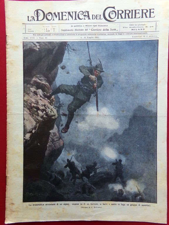 La Domenica del Corriere 4 Luglio 1915 WW1 Isonzo Bersaglieri …