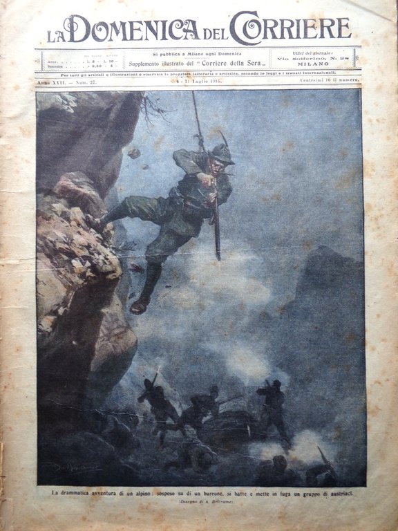 La Domenica del Corriere 4 Luglio 1915 WW1 Isonzo Bersaglieri …