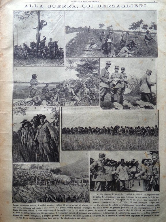 La Domenica del Corriere 4 Luglio 1915 WW1 Isonzo Bersaglieri …