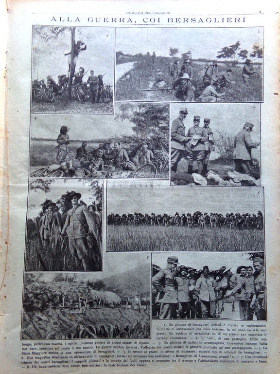 La Domenica del Corriere 4 Luglio 1915 WW1 Isonzo Bersaglieri …