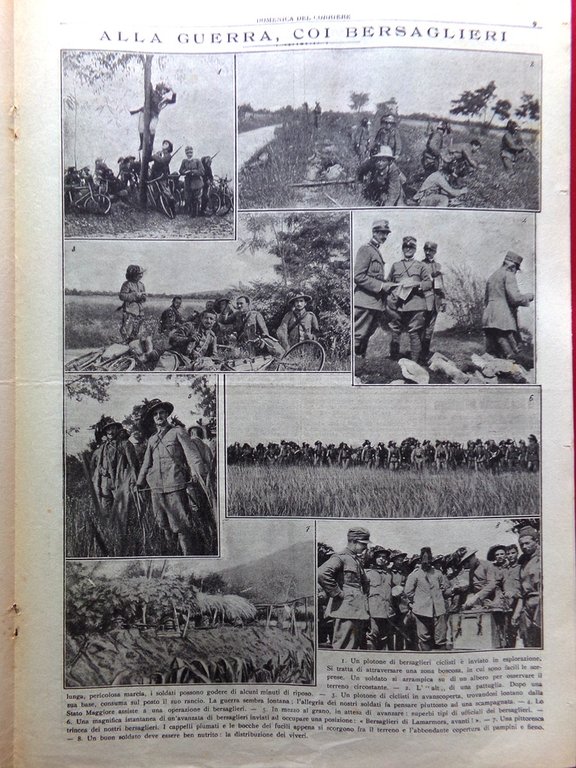 La Domenica del Corriere 4 Luglio 1915 WW1 Isonzo Bersaglieri …