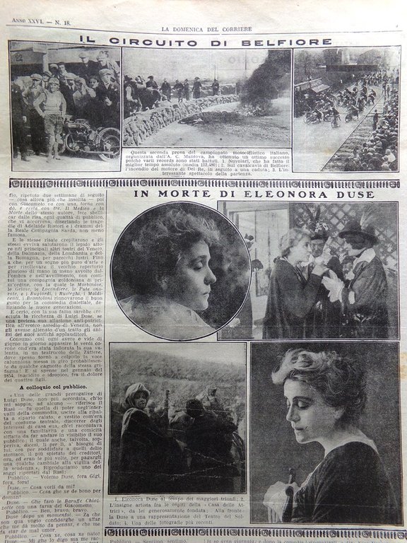 La Domenica del Corriere 4 Maggio 1924 Morte di Eleonora …