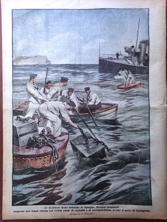 La Domenica del Corriere 4 Marzo 1917 WW1 Asiago Mine …