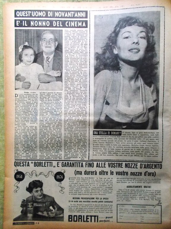 La Domenica del Corriere 4 Novembre 1951 Lopez Filippi Lollobrigida …