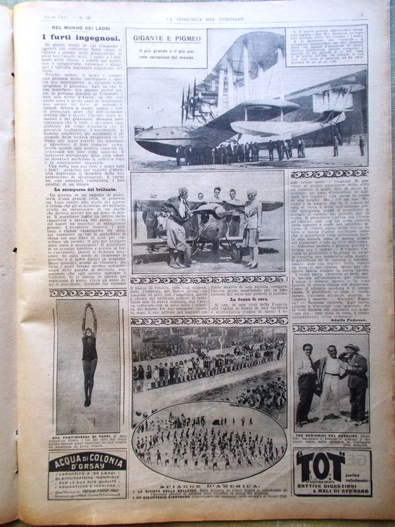 La Domenica del Corriere 4 Settembre 1927 Pinotti Bottega Monza …