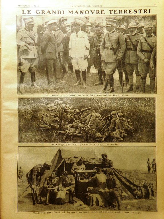 La Domenica del Corriere 4 Settembre 1932 Manovre Ellero Gorilla …