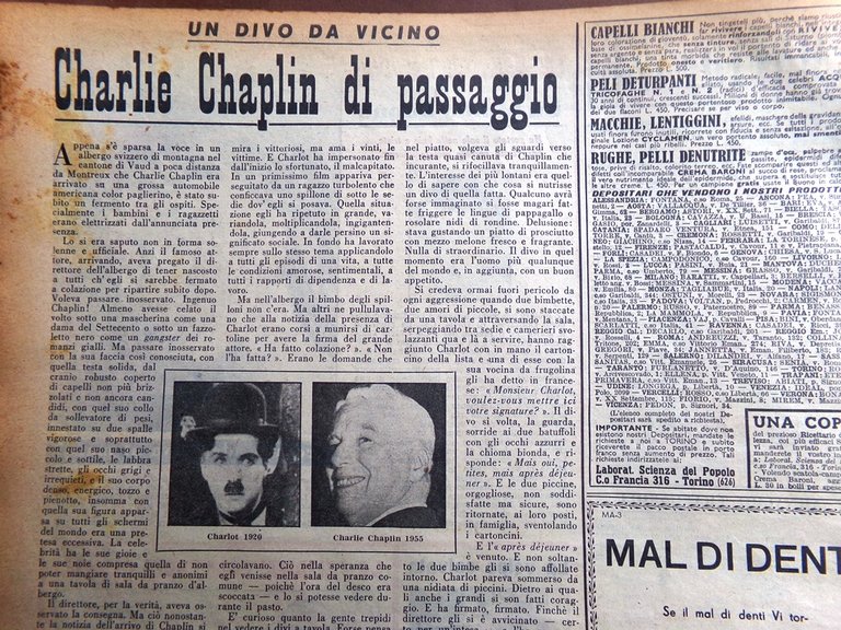 La Domenica del Corriere 4 Settembre 1955 Chaplin Necrofori Ancona …