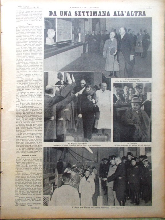 La Domenica del Corriere 5 Dicembre 1937 Mostra Tessile Michelangelo … | Immagine Gallery 3